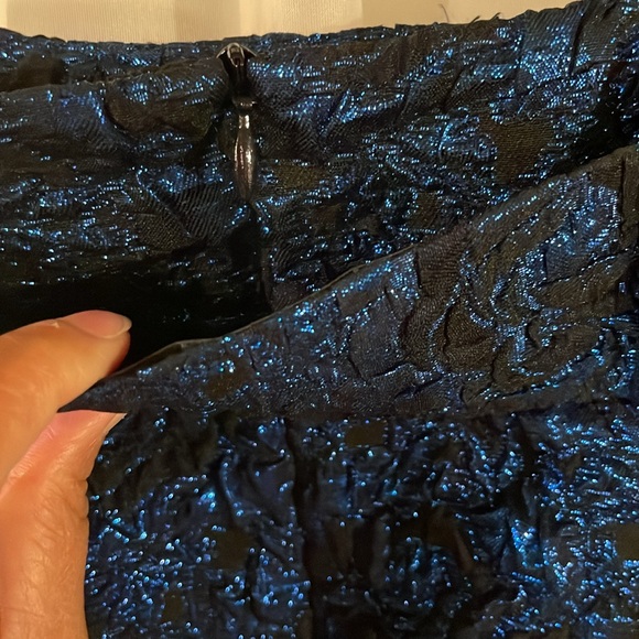 NWT Zara Festive Season Ruffle Metallic Blue On Black Belted Mini Skirt - Picture 9 of 12